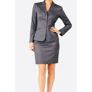 B.Bennett Vintage Skirt Suit Womens 8 Slate Blue Deadstock Viscose Rayon NWT